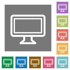 Monitor square flat icons