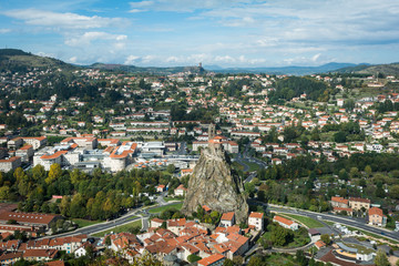 Fototapeta na wymiar Panorama of Le Puy-en-Velay in France Europe