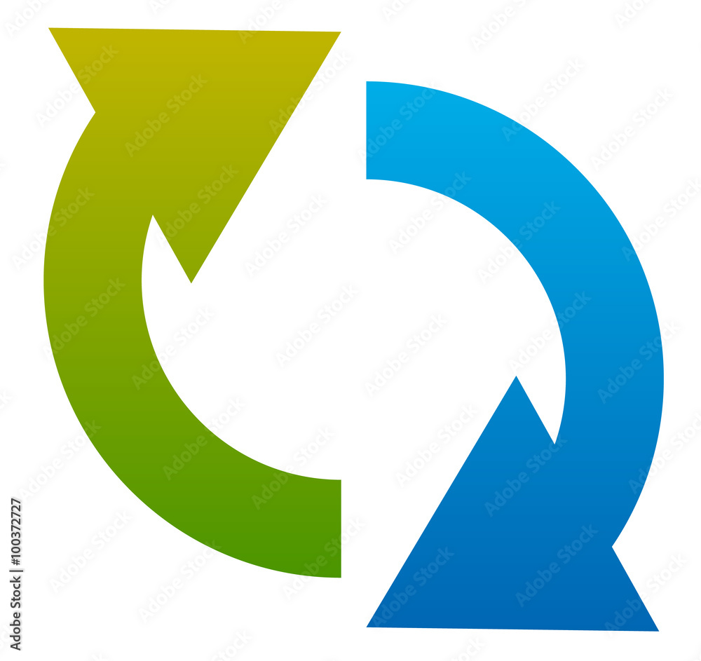 Aufkleber Circular arrow icon. Two curved arrows pointing against each oth