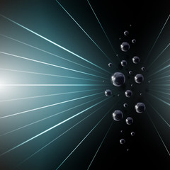 Illustration with glowing lines and 3d spheres, abstract futuristic background for various design artworks