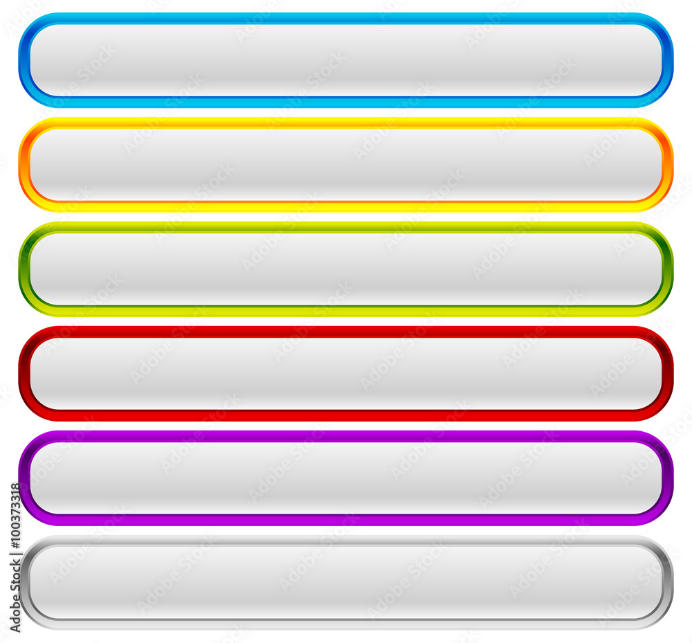 Aufkleber Set of rectangular buttons with rounded corners. Colorful banner
