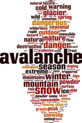 Avalanche word cloud concept. Vector illustration