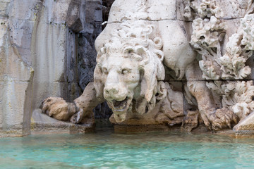 Obraz na płótnie Canvas Fountain of the Four Rivers (Fountain of the Four Rivers) - Piazza Navona - Rome