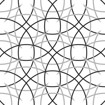 Geometric, Minimalist Pattern With Intersecting Circles. Monochr