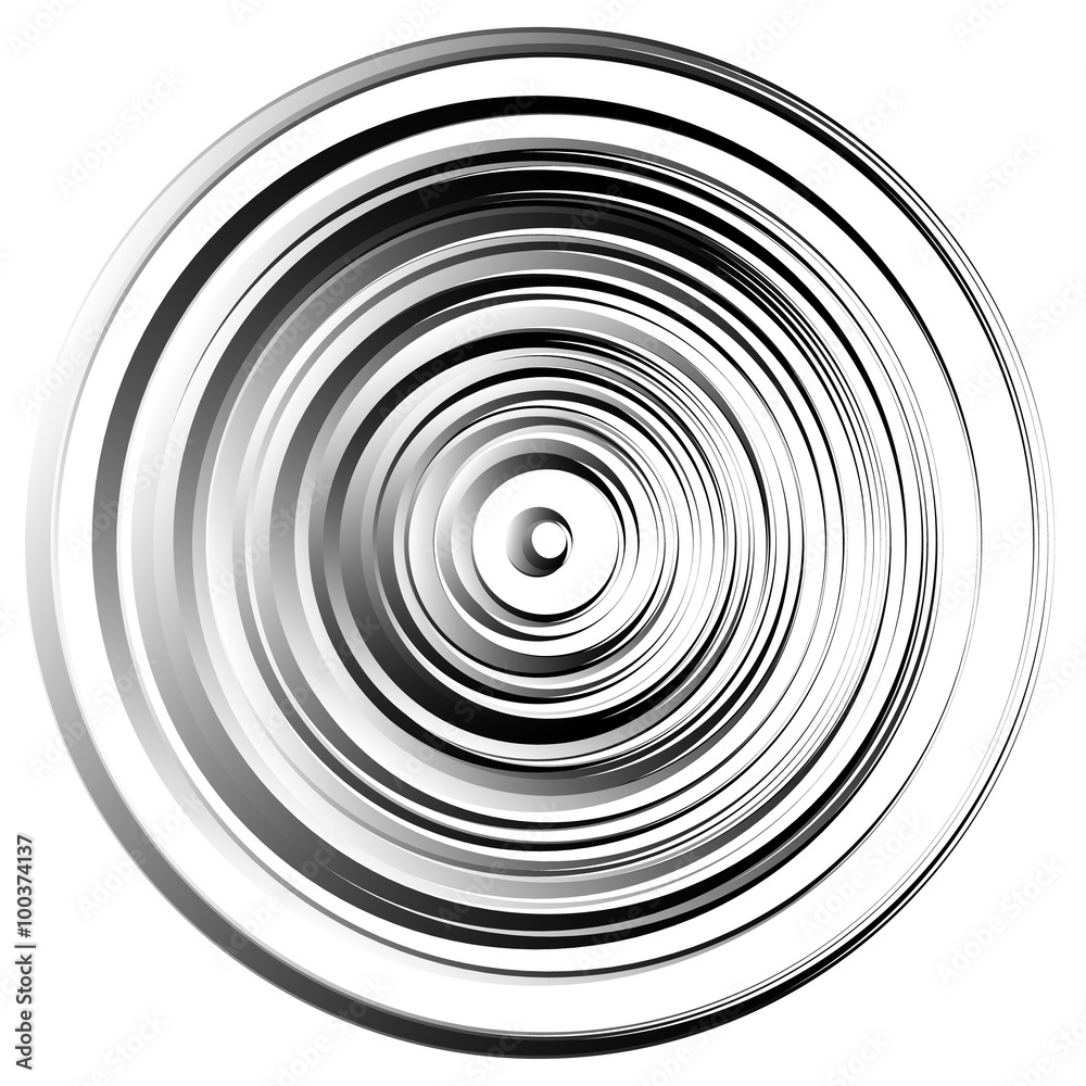 Poster Circular ripple effect isolated on white / Random circles abstra