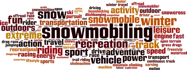Snowmobiling word cloud concept. Vector illustration