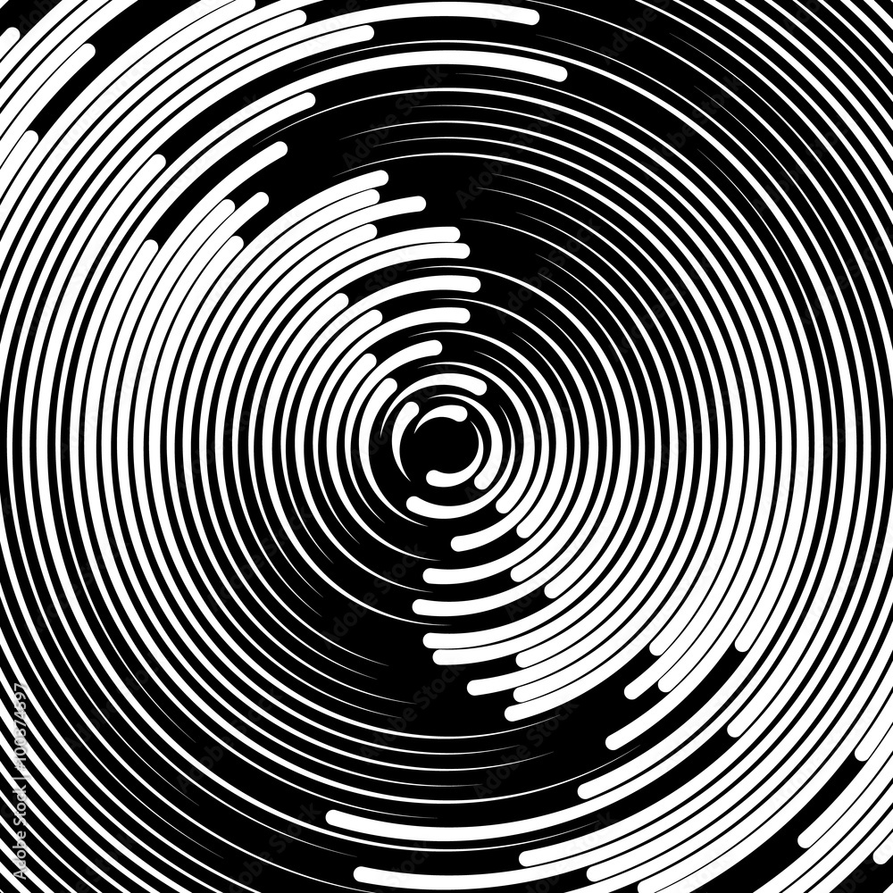 Poster concentric circles abstract element. radiating, radial circles,