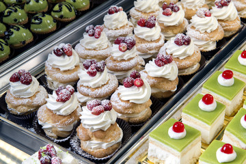 delicious cream beignets on a tray