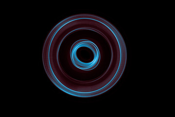 Glowing abstract curved blue and red lines