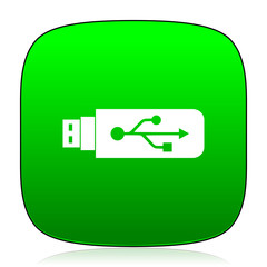 usb green icon for web and mobile app