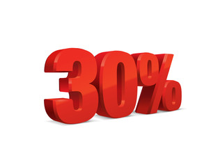 30 percent off, sale background, object 3D. Eps10 Vector.