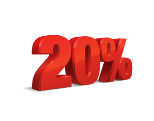 20 percent off, sale background, object 3D. Eps10 Vector.
