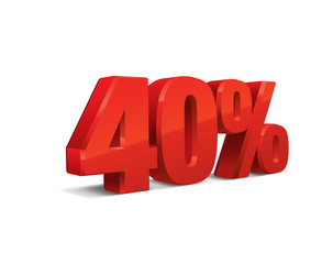 40 percent off, sale background, object 3D. Eps10 Vector.