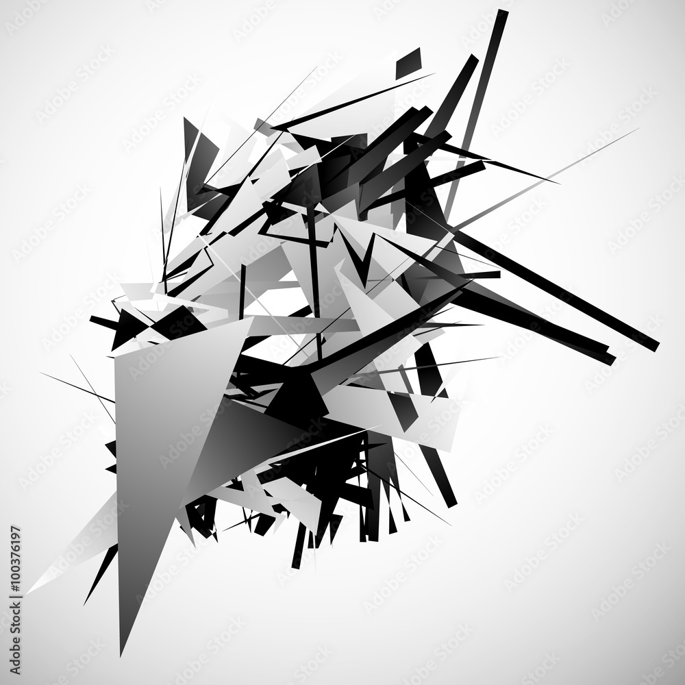 Fototapete abstract monochrome pattern / texture with edgy, overlapping rec