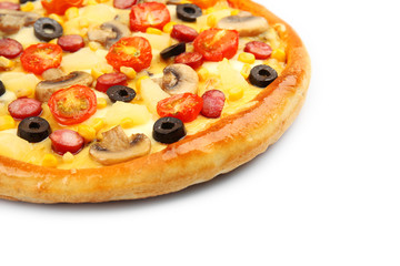 Delicious pizza, isolated on white