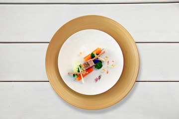 Colorful dish on a white table