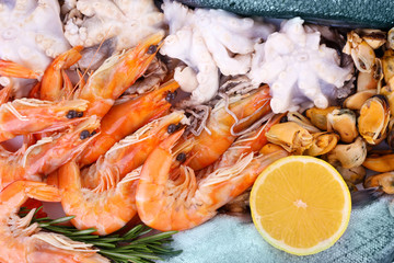 Mediterranean fish cocktail background, close up