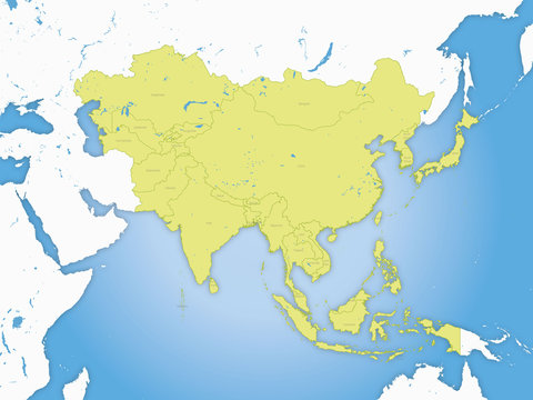 Carte asie, frontières et fleuve
