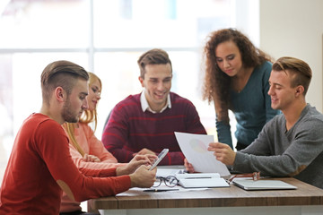 Young business people discussing a new project in a conference room