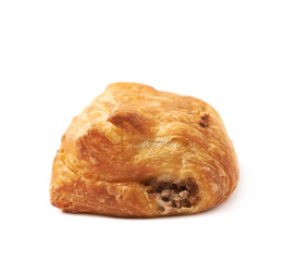 Meat filled pastry bun isolated
