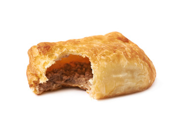 Meat filled pastry bun isolated