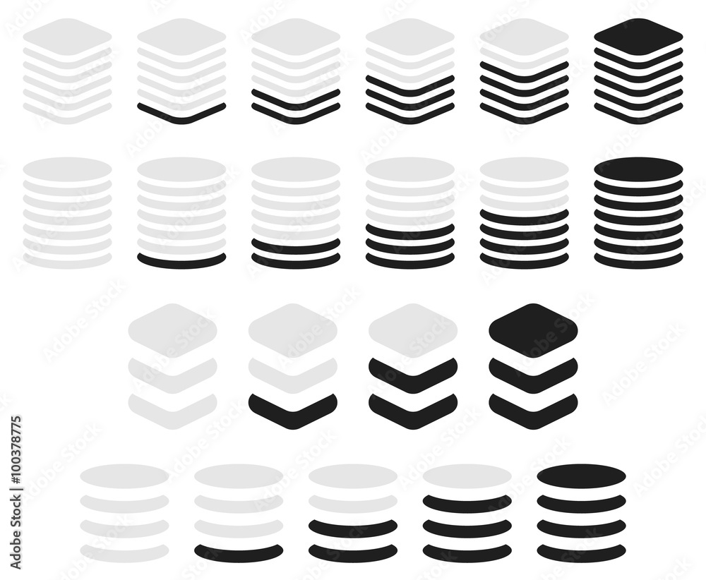 Poster Vertical progress, level indicator symbols in sequence.