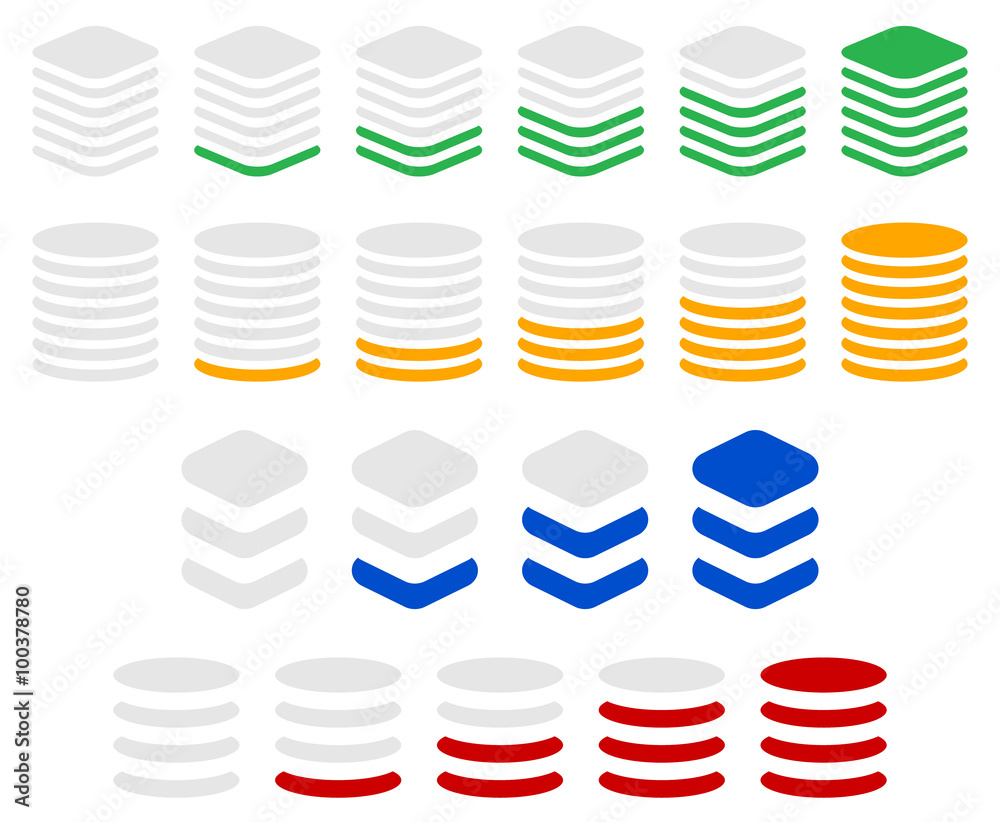 Poster Vertical progress, level indicator symbols in sequence.