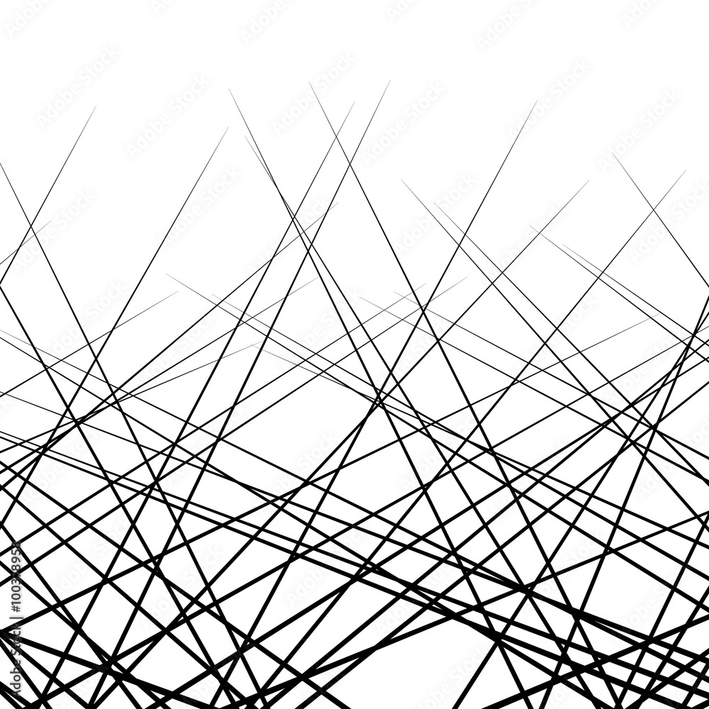 Poster Random, intersecting lines. Abstract monochrome vector texture /