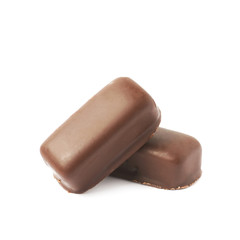 Chocolate coated candy bar isolated