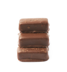 Chocolate coated candy bar isolated