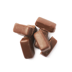 Chocolate coated candy bar isolated
