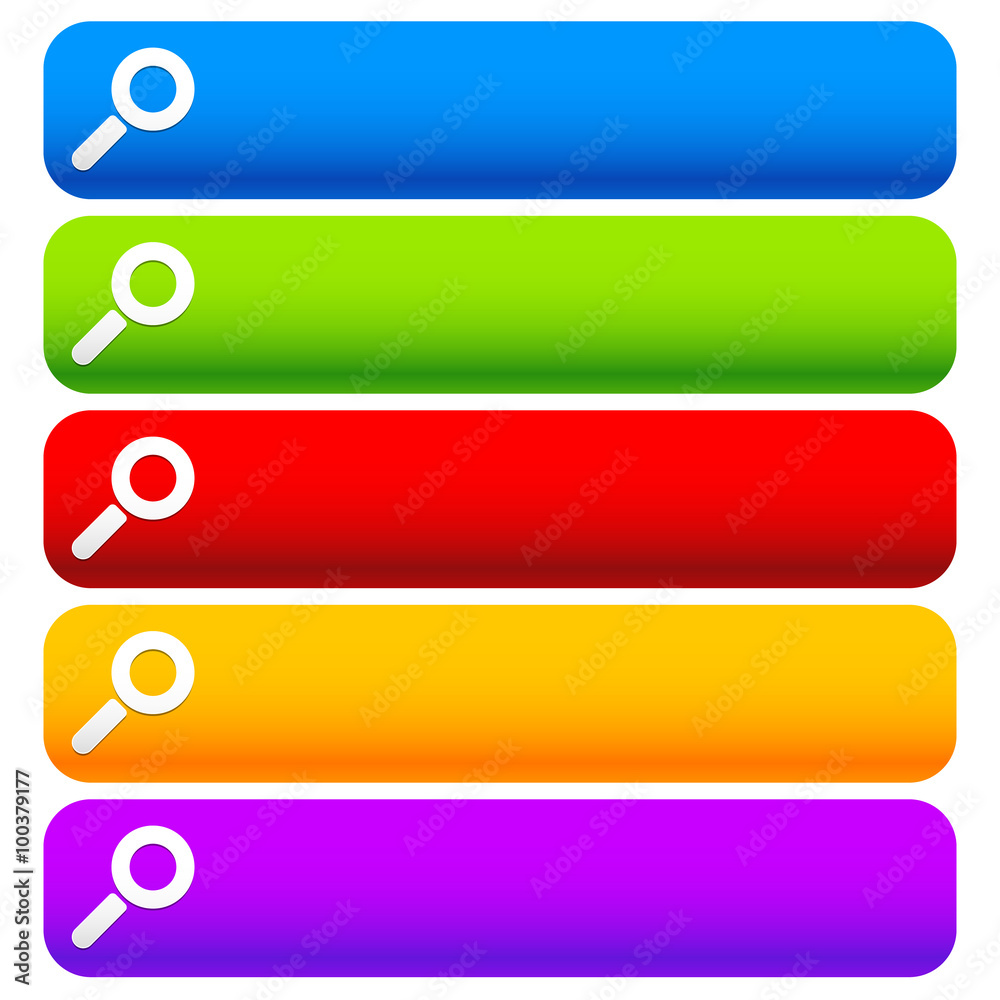 Aufkleber Horizontal search button templates with magnifier symbol.
