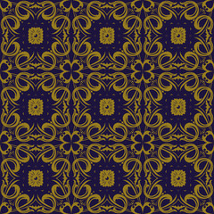 Elegant antique background image of spiral round curve square flower pattern.
