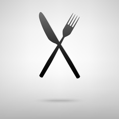 Fototapeta premium Fork and knife black icon