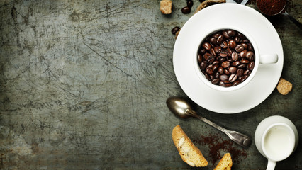 Coffee cup with beans