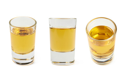 Shot of whiskey bourbon isolated