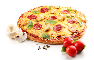 Delicious tasty pizza isolated on white