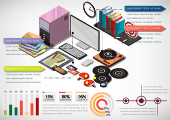 illustration of info graphic interior office concept in isometric graphic