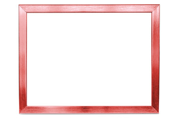 Red aluminum empty photo frame on white background