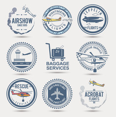 Set of aviation badges. EPS10.  - obrazy, fototapety, plakaty