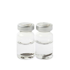 Glass flask with an eye lenses isolated