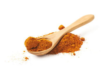 Pile of red cayen pepper isolated