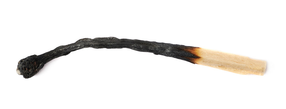 Burnt match stick isolated