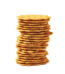 Stack of flat cookies isolated
