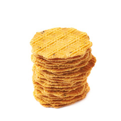 Stack of flat cookies isolated