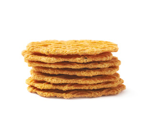 Stack of flat cookies isolated