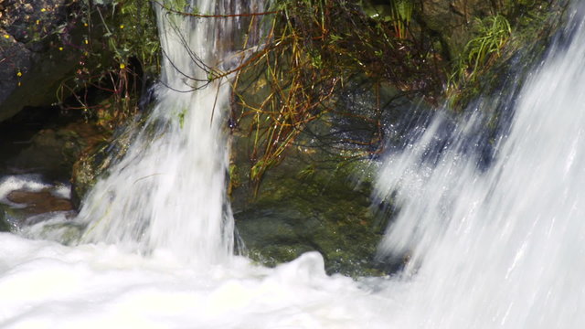 Royalty Free Stock Video Footage of the bottom of a waterfall shot in Israel at 4k with Red.