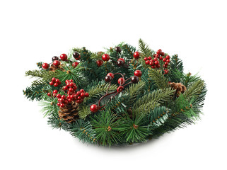 Fototapeta na wymiar Christmas fir wreath isolated