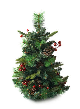 Small artificial Christmas tree isolated