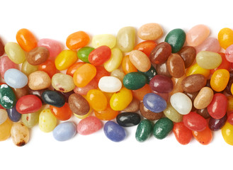 Fototapeta na wymiar Line made of jelly beans isolated